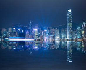 Fototapeta na wymiar HK Victoria Harbour of skyline night