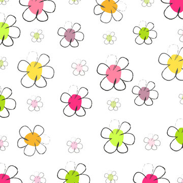 Seamless daisy flower pattern illustration