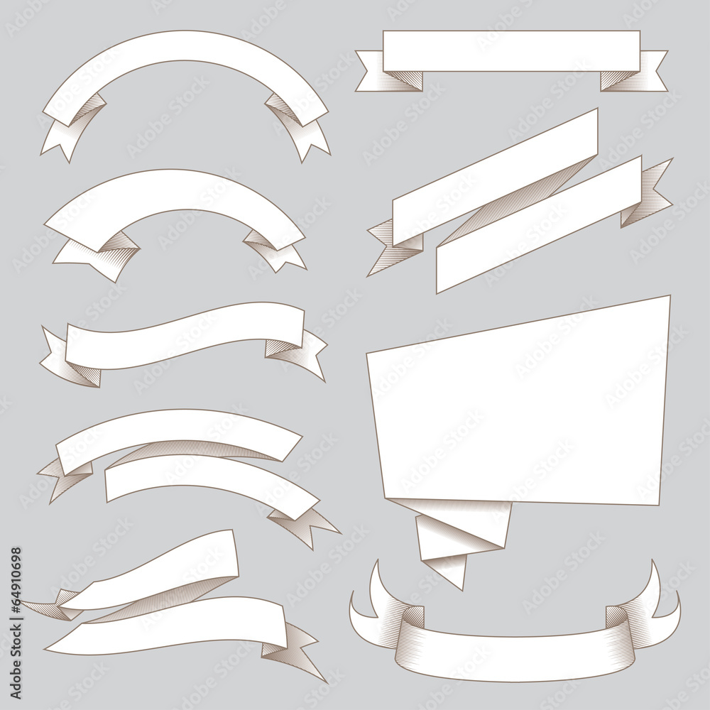 Wall mural retro flags and ribbons