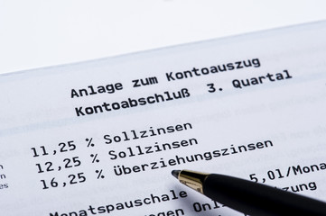 Sollzinsen auf einen Kontoauszug