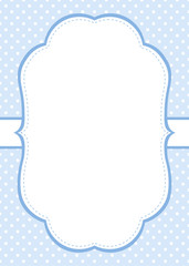 Blue polka dot invitation template with frame for your text
