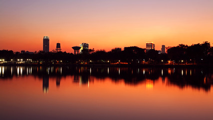 Fototapeta na wymiar Bangkok cityscape at twilight sky