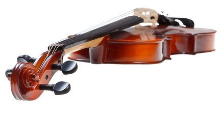 Obraz na płótnie Canvas scroll of classical wooden fiddle close up
