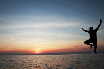 Jumping Sunset Sunrise Beach and Sea