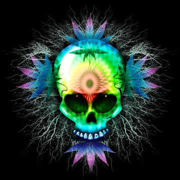 Marijuana Psychedelic Skull