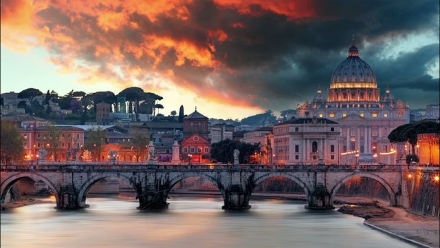 Rome - Vatican at sunset,time lapse