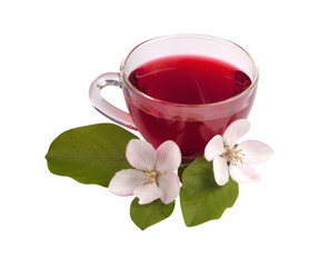 Obraz na płótnie Canvas Glass cup of Hibiscus tea