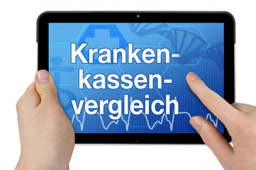 Tablet mit Interface und Krankenkassenvergleich
