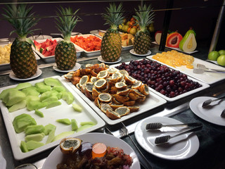Pineapples and other fruit at buffet