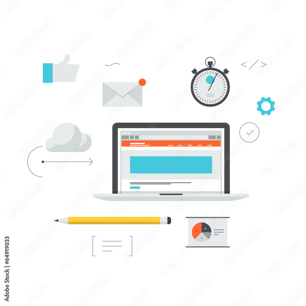 Poster web development workflow illustration