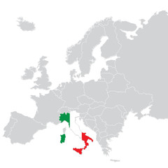 Fototapeta na wymiar Italy on map of Europe