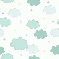 Tuinposter Seamless pattern with clouds © Marina Demidova