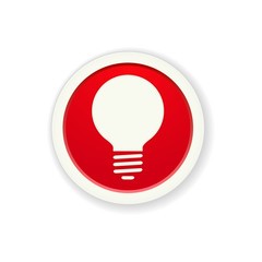 the red glossy circle button with bulb pictogram