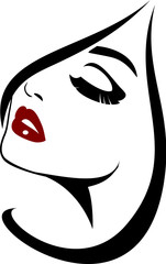 Woman with red lips and beauty icon