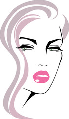 Woman with pink lips beauty icon