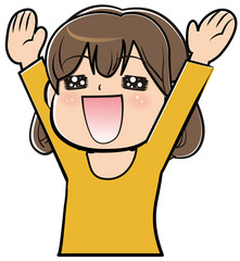 バンザイする女性