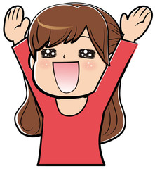 バンザイする女性