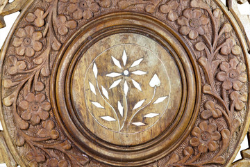 Ornate Pattern Carved on Wood Coffee Table