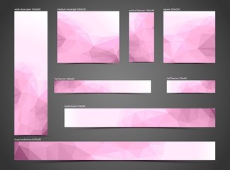 set of pink web banners