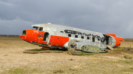 épave d'un avion brin dans nord de l'Islande