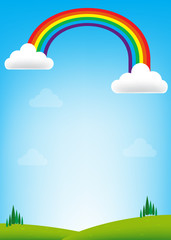 Obraz premium Rainbow and blue sky background