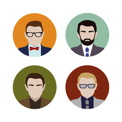 Set colorful male faces