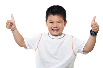 Asian boy thumbs up