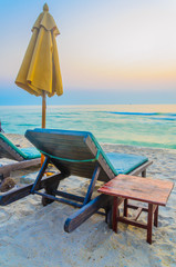 Umbrella beach in twilight times