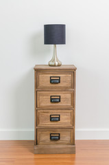 Lamp on bedside table