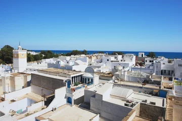 Foto op Plexiglas Tunesië Uitzicht vanaf Medina op de oude stad Hammamet, Tunesië