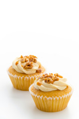 Nuts cupcake isolated on white background