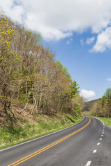 Road view in mountains in Virginia