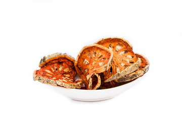 Dried Bael on white background