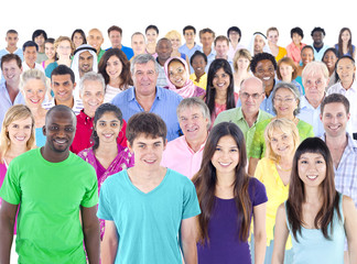 Large Group of Multi-Ethnic Cheerful People