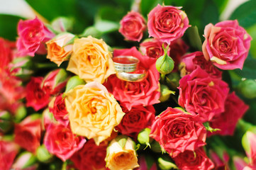bouquet of bright red flowers