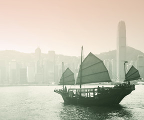 Sailing Victoria Harbor in Hong Kong