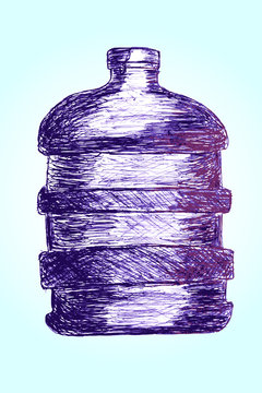 Big bottle of water at blue background
