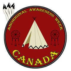 Aboriginal awareness week sign, label vector illustration