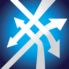 Set of bended arrows, cut of from paper