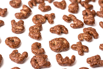 Alphabet Chocolate Corn Flakes Letters Isolated