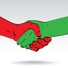 Sketch of two shaking hands, vector