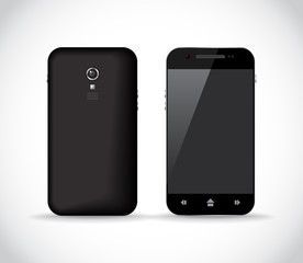 Black smartphone from a front and back sides