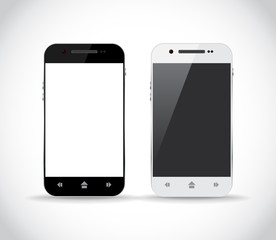 Black and white smartphone from a front side