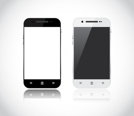 Black and white smartphone from a front side