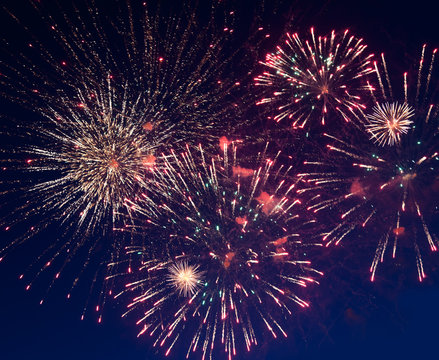 flashes of  fireworks,  background with color highlights, in sof