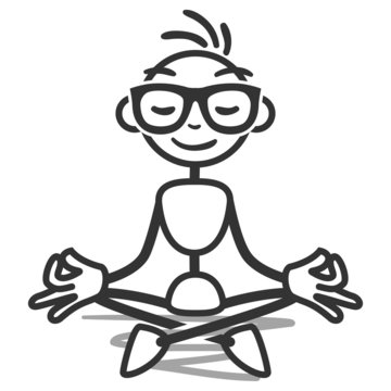 Stickman, meditating, yoga, lotus position