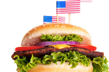 Hamburger with American Flags