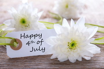 White Flowers with Happy 4th of July