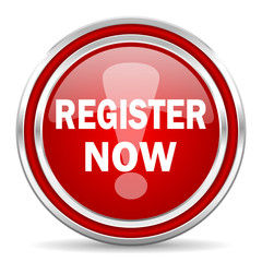 register now red glossy icon