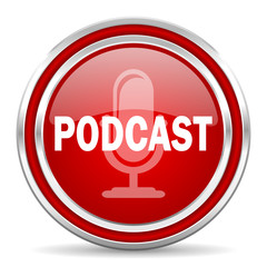 podcast red glossy icon